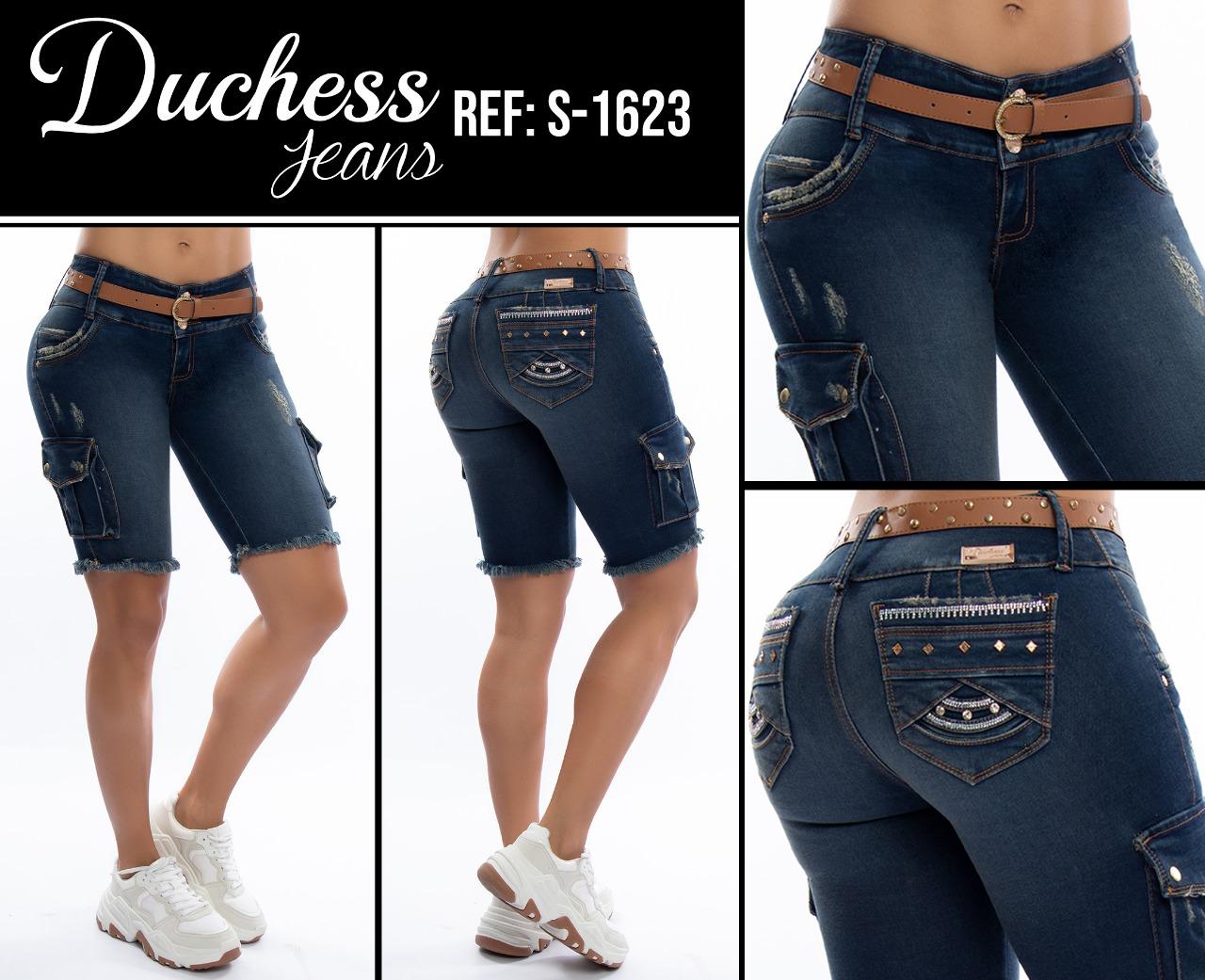 Vaquero Tipo Capri Colombiano con Diseño Levanta Cola Color Azul Marca Duchess