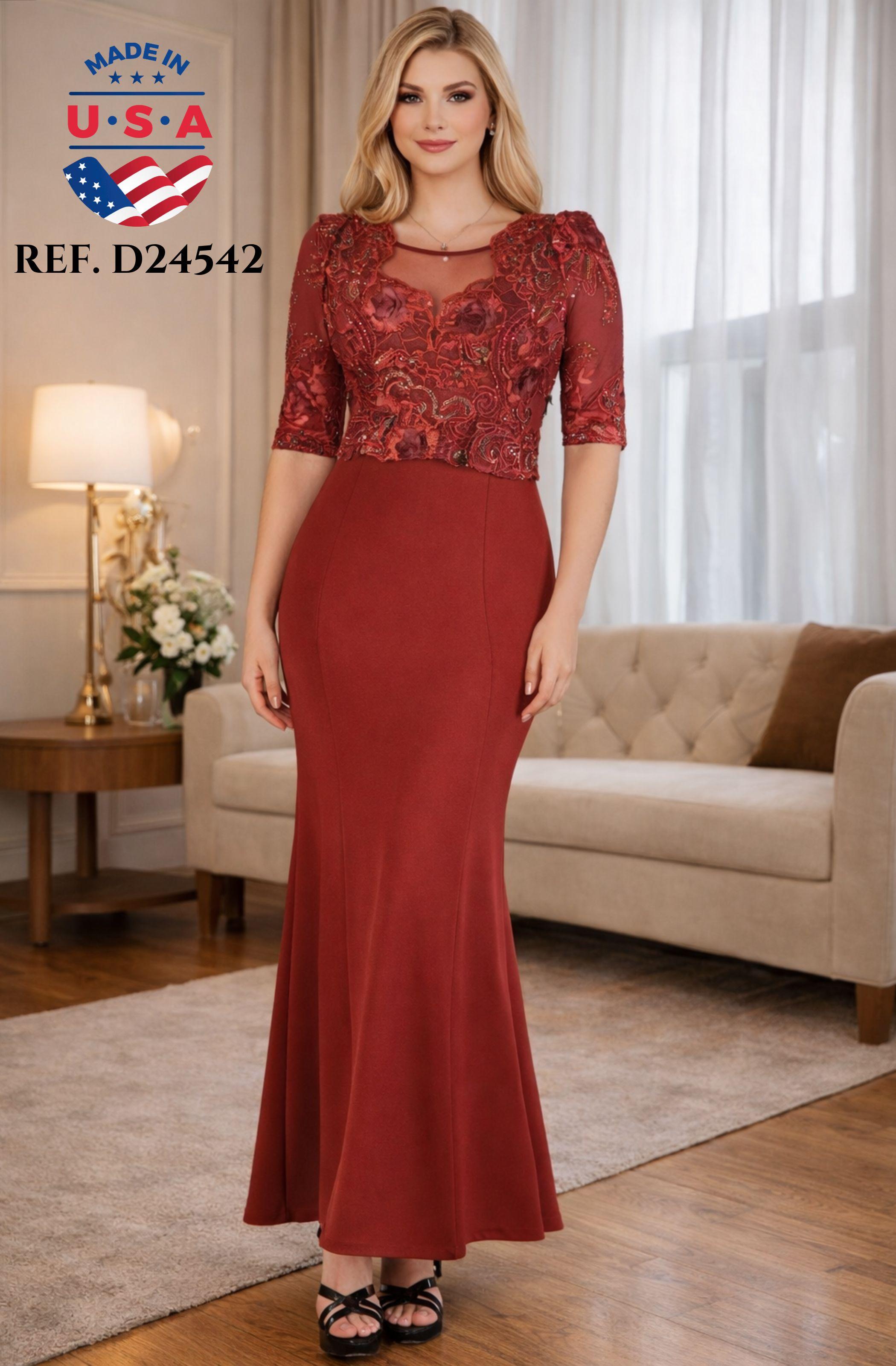 Vestido de Fiesta largo con falda y superior decorado con lentejuelas