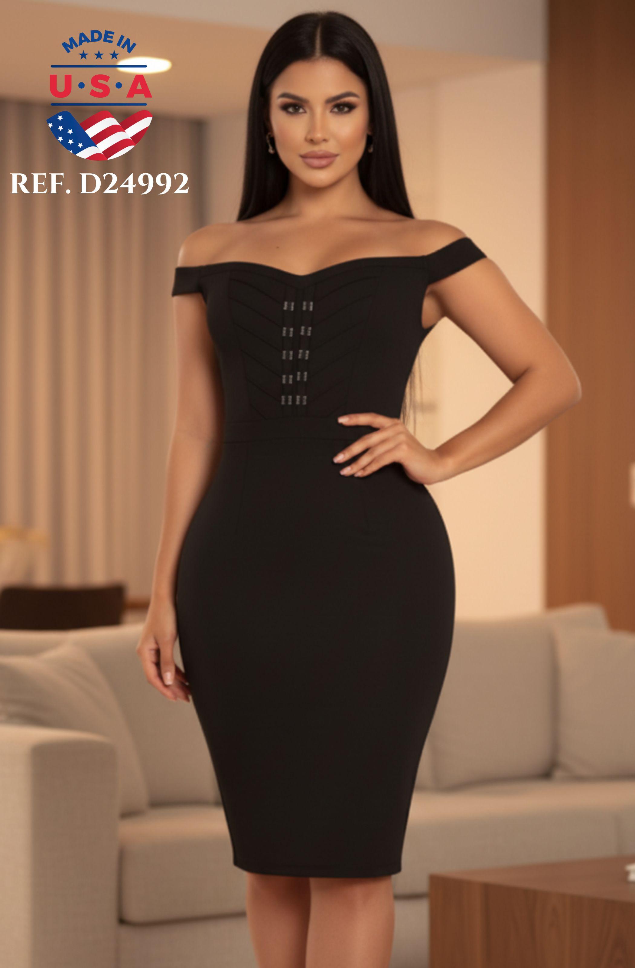 Vestido Corto Americano sin Mangas, Detalles en el Pecho